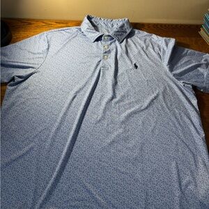 Polo by Ralph Lauren Men's Light Blue Performance Patterned Shirt, XL